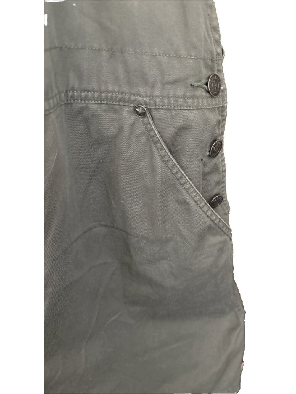 Women’s Vintage Khaki Short Bib Overalls Cherokee Size Large Vintage Cargo PKT - Picture 7 of 10